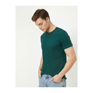 Koton Men's Green Crew Neck Slim Fit Basic T-Shirt