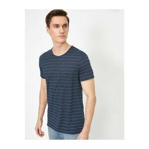 Koton Men's Blue Striped T-shirt