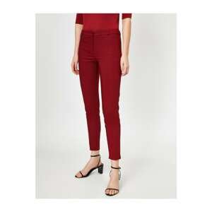 Koton Women's Claret Red Slim Fit Skinny Leg Trousers
