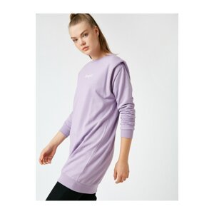 Koton Women's Purple Cotton Wadded Print Printed Sweatshirt