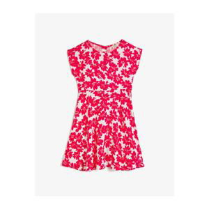 Koton Crew Neck Short Sleeve Flower Patterned Dress