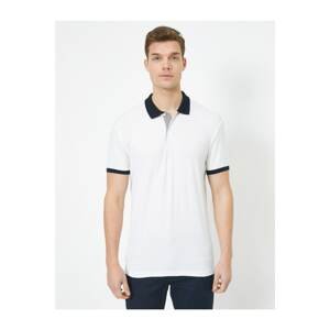 Koton Men's Ecru Polo Neck Short Sleeve T-Shirt