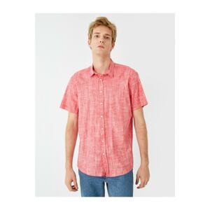 Koton Men's Red Cotton Short Sleeve Shirt