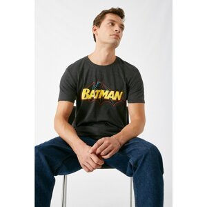 Koton Men's Gray Batman Licensed Crew Neck Short Sleeved T-shirt