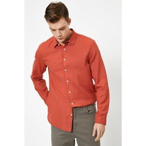 Koton Men's Red Classic Collar Shirt