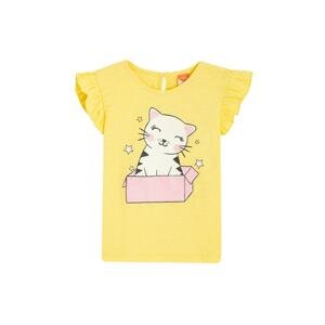 Koton Baby Girl Yellow Love Kids Printed Crew Neck Short Sleeve Ruffle Detailed T-shirt
