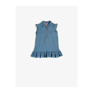Koton Baby Girl Blue Frill Detailed Jean Dress