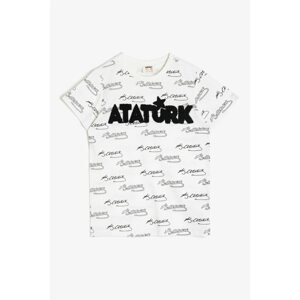 Koton Ataturk's Signature Printed Cotton Short Sleeve Crew Neck T-Shirt