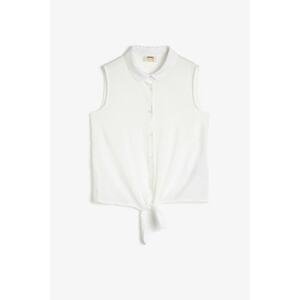 Koton Girl's White Sleeveless Strapless Shirt