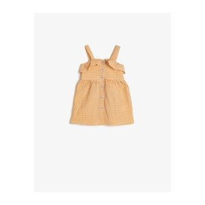 Koton Baby Girl Yellow Frilly Checked Mini Dress