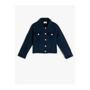 Koton Short Crop Collar Jean Jacket With Pockets Shiny Buttons