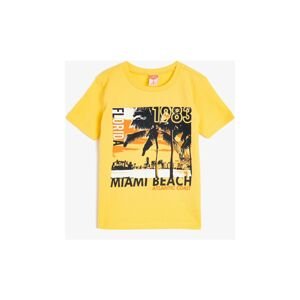 Koton Baby Boy Yellow Short Sleeve Crew Neck Printed T-Shirt