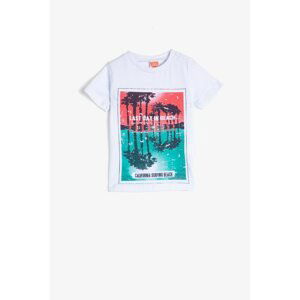 Koton White Boy Printed Short Sleeve Crew Neck T-Shirt