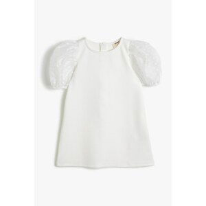 Koton Girl Ecru Crew Neck Dress