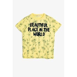 Koton Boy's Yellow Yellow Written Printed Kids T-Shirt