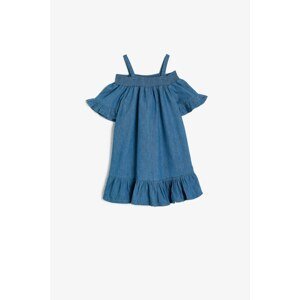 Koton Girl Blue Ruffle Detailed Jean Dress
