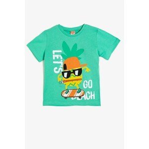 Koton Baby Boy Green Printed Short Sleeve Crew Neck T-Shirt