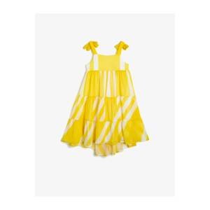 Koton Girl's Yellow Strap Patterned Dress
