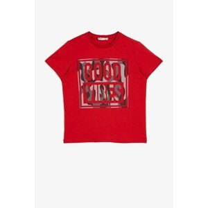 Koton Boys Red Written Printed T-shirt