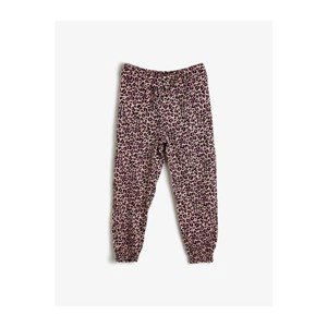 Koton Leopard Patterned Flowy Fabric Elastic Waist Wide Harem Trousers