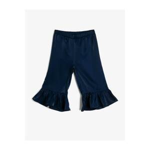 Koton Girl's Wide Cut Short Trousers with Elastic Waist and Ruffled Legs