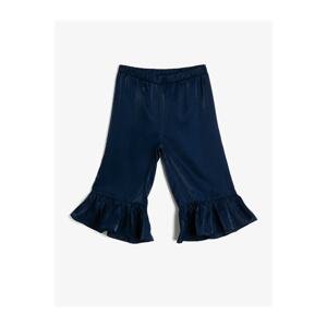 Koton Girls' Wide Cut Short Trousers with Elastic Waist and Ruffled Legs
