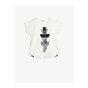 Koton Girl Ecru Printed T-Shirt