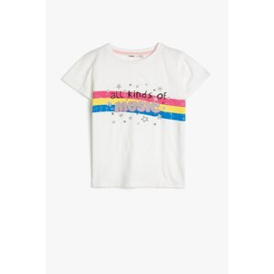 Koton Girl Child Written Printed Ecru T-shirt