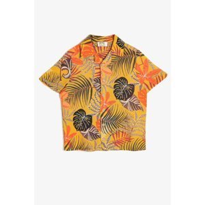 Koton Flowy Viscose Fabric Wide Resort Collar Short Sleeved Comfy Shirt