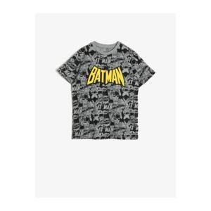 Koton Boys' Gray Batman Licensed Printed Cotton Short Sleeve Crew Neck T-shirt