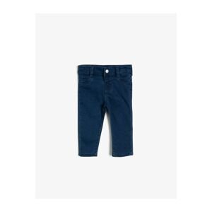 Koton Baby Boy Navy Blue Button Detailed Jean Trousers