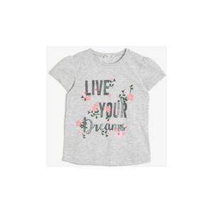 Koton Girl's Gray Printed T-Shirt