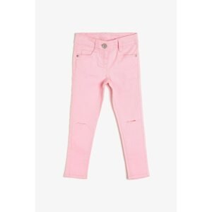 Koton Girl's Pink Pink Pocket Detailed Jean Trousers