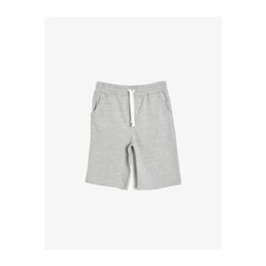 Koton Boys Gray Basic Thin Sweat Fabric Pocket Shorts With Cord Waist