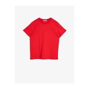 Koton Boy Red Cotton Short Sleeve Crew Neck T-Shirt