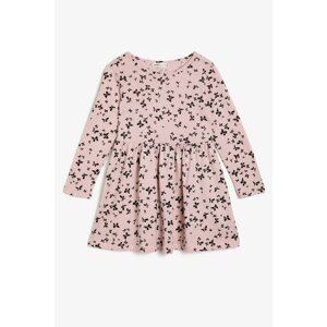 Koton Girl Pink Brown Floral Pattern Dress