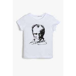 Koton White Girl Atatürk Printed T-Shirt