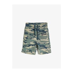 Koton Boy Green Regular Waist Tie Camouflage Patterned Shorts