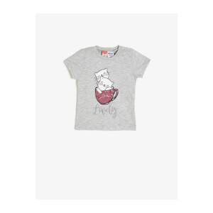 Koton Baby Girl Gray Cat T-Shirt