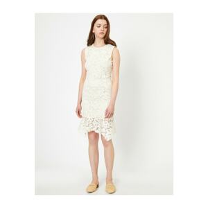 Koton Women's Ecru Lace Detailed Dress