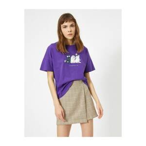 Koton Women's Purple Printed T-Shirt