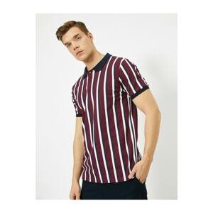Koton Polo Neck Vertical Striped Pique Fabric Slim Fit T-Shirt