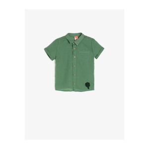 Koton Baby Boy Green Classic Collar Short Sleeve Cotton Embroidered Shirt