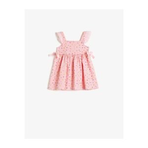 Koton Baby Girl Pink Cotton Floral Patterned Ruffle Dress