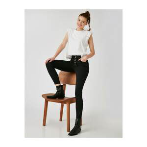 Koton Women's Black Cotton Skinny High Waist Jeans
