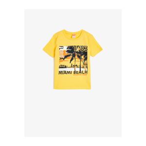 Koton Baby Boy Yellow Short Sleeve Crew Neck Printed T-Shirt