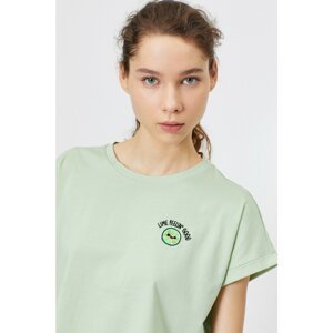 Koton Women's Green Printed T-Shirt