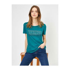 Koton Women's Green Printed T-shirt