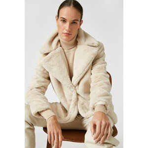 Koton Women's Beige Oversize Faux Fur Coat