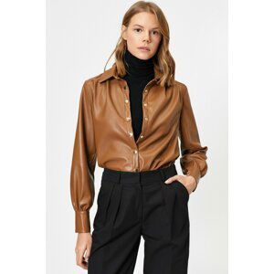 Koton Women's Faux Leather Shirt